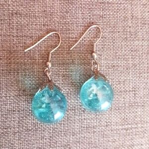 Sea Blue Glass Marble Earrings from the 90s - Pre-loved